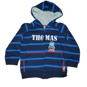 Thomas & Friends Thomas The Tank Boy's 24M Navy Striped Appliqued Hoodie Jacket
